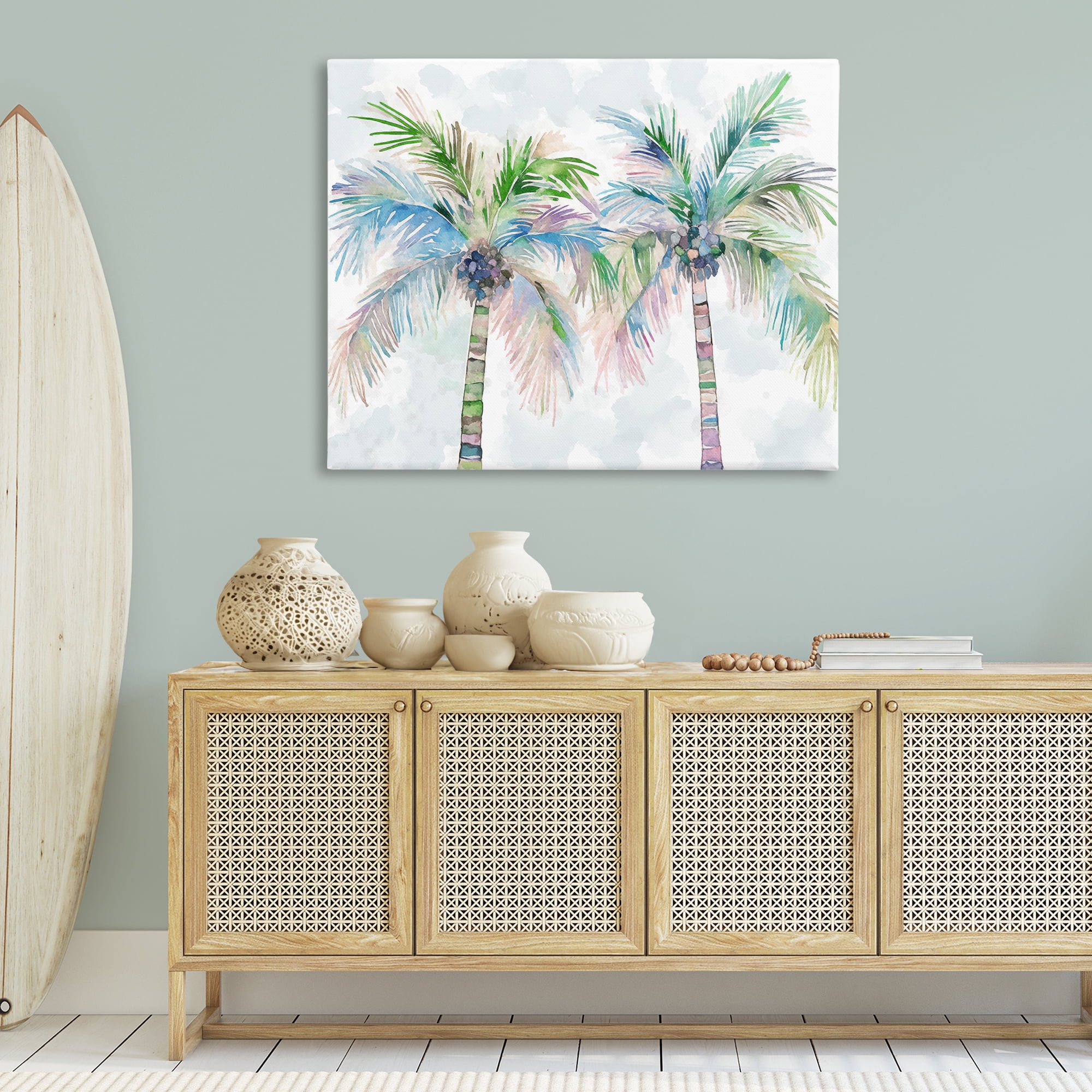 Stupell Industries Soft Palm Tree Pair Botanical & Floral Painting Gallery Wrapped Canvas Art Print Wall Art, 48 x 36