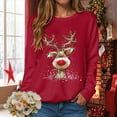 thumbnail image 6 of TTUHYWXI Christmas Sweatshirt Women Xmas Deer Graphic Fall Wimter Clothes Crewneck Pullover Long Raglan Sleeve Top (Red, M), 6 of 9