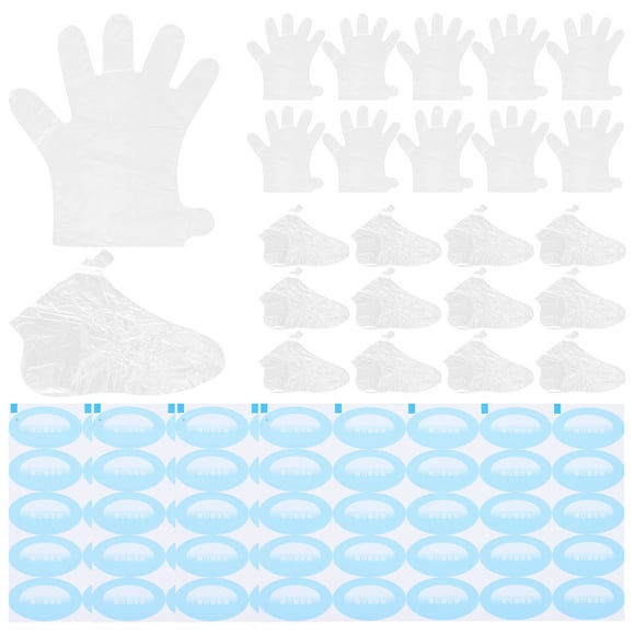 BRIGHTFUFU 1 Juego de cubiertas desechables hidratantes para los pies, guantes desechables transparentes, guantes transparentes para los pies