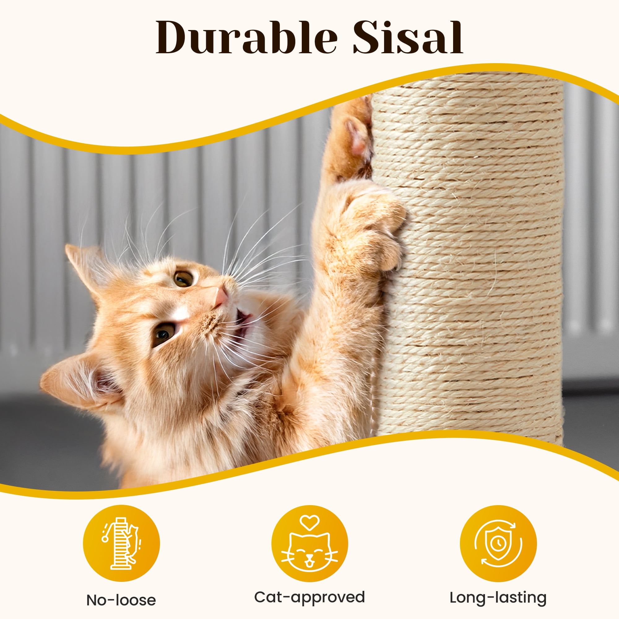 Heynemo 22-Inch Cat Scratching Post , Durable Sisal Scratch Post for Indoor Cats, Monster-Shaped Cat Scratcher for Kittens & Large Cats, Red