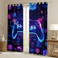 thumbnail image 2 of Homewish Blue Purple Gamepad Black Out Curtains, Chic Square Abstract Stripe Curtains Pack of 2 (42x63 Each), Teens Kids Boys Men Bedroom Curtains, Curtains and Drapes Decor, 2 of 6
