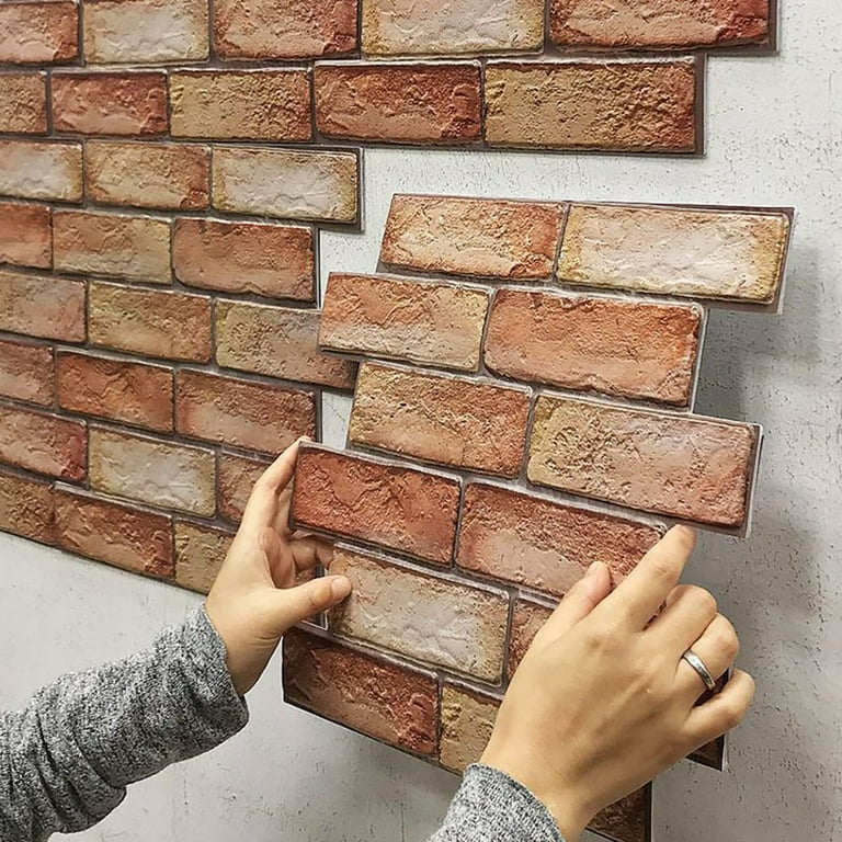 10Pcs 3D Self Adhesive Tile Stone Brick Wall Sticker Soft Foam Panels 14x12inch