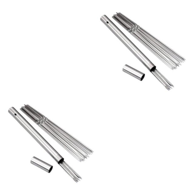 Guardoinrt Cooked Kebabs Every Time With Stainless Steel Barbecue Stick Silver Can Be Stick +20* stick 2Set
