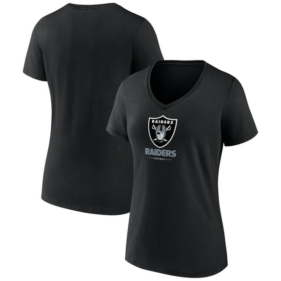 Women's Black Las Vegas Raiders Logo Team Lockup V-Neck T-Shirt