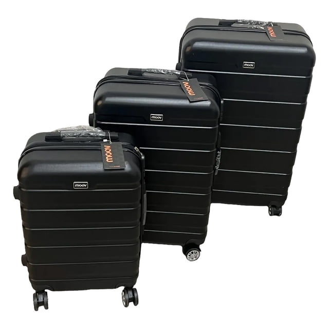 Juego 3 Maletas De Viaje Moov Expandibles Rigidas Verticales Con Ruedas Giratorias 30'' Negro