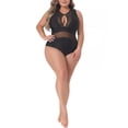 thumbnail image 4 of Agnes Orinda Plus Size One Piece Swimsuit for Women Sexy Mesh Bathing Suits Open Back Tie Plunge Swimwear, 4 of 7