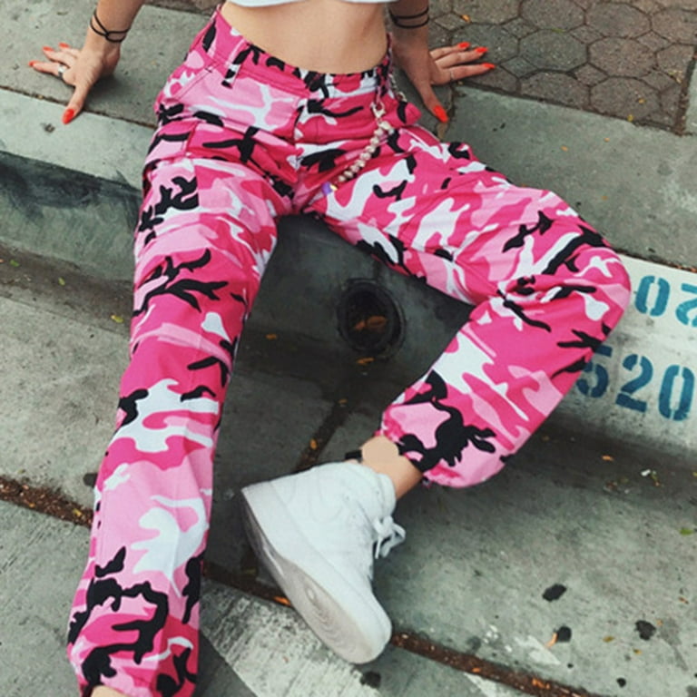 Women Camo Cargo High Waist Hip Hop Trousers Pants Military Army Combat Camouflage Long Pants Hot Capris