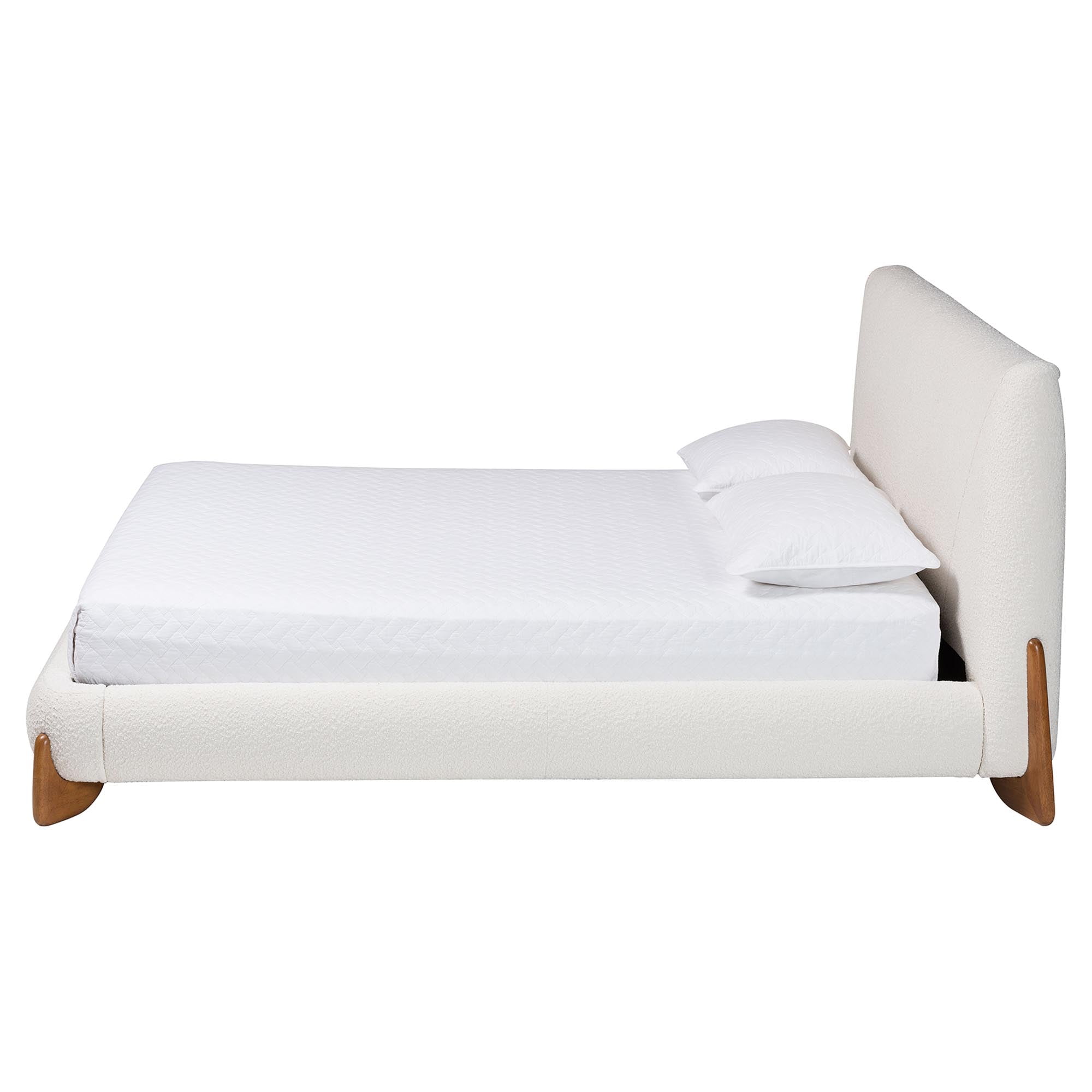 Baxton Studio Vinicio Mid-Century Platform Bed, Queen, Cream