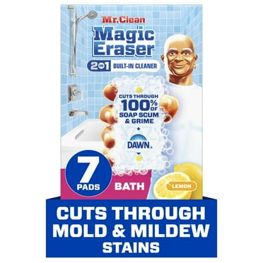 Mr. Clean Magic Eraser Sponge, Bathroom Cleaner, Soap Scum Shower & Tub Cleaner, 2 in 1 Bath, 7ct