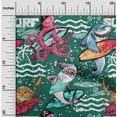 thumbnail image 2 of oneOone Viscose Jersey Dark Green Fabric Ocean Life Quilting Supplies Print Sewing Fabric By The Yard 60 Inch Wide, 2 of 7