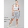 thumbnail image 3 of Stelle Women's 10" Bermuda Shorts Cotton Jersey Shorts,Summer Casual Drawstring Elastic Waist Lounge Shorts,Knee Length Athletic Yoga Workout Long Sweat Shorts with Deep Pockets,XS-XXL Light Gray, 3 of 7