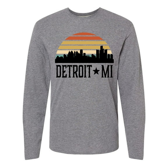 Inktastic Detroit Michigan Skyline Retro Long Sleeve T-Shirt