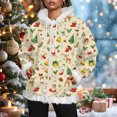 thumbnail image 2 of zaveiop Christmas Full Zip Jackets for Women Furry Fur Trim Santa Hoodies Long Sleeve Graphic Xmas Pullover Candy Cane Print Holiday Winter Sweatshirt with Pocket (Light Yellow, 3XL), 2 of 8