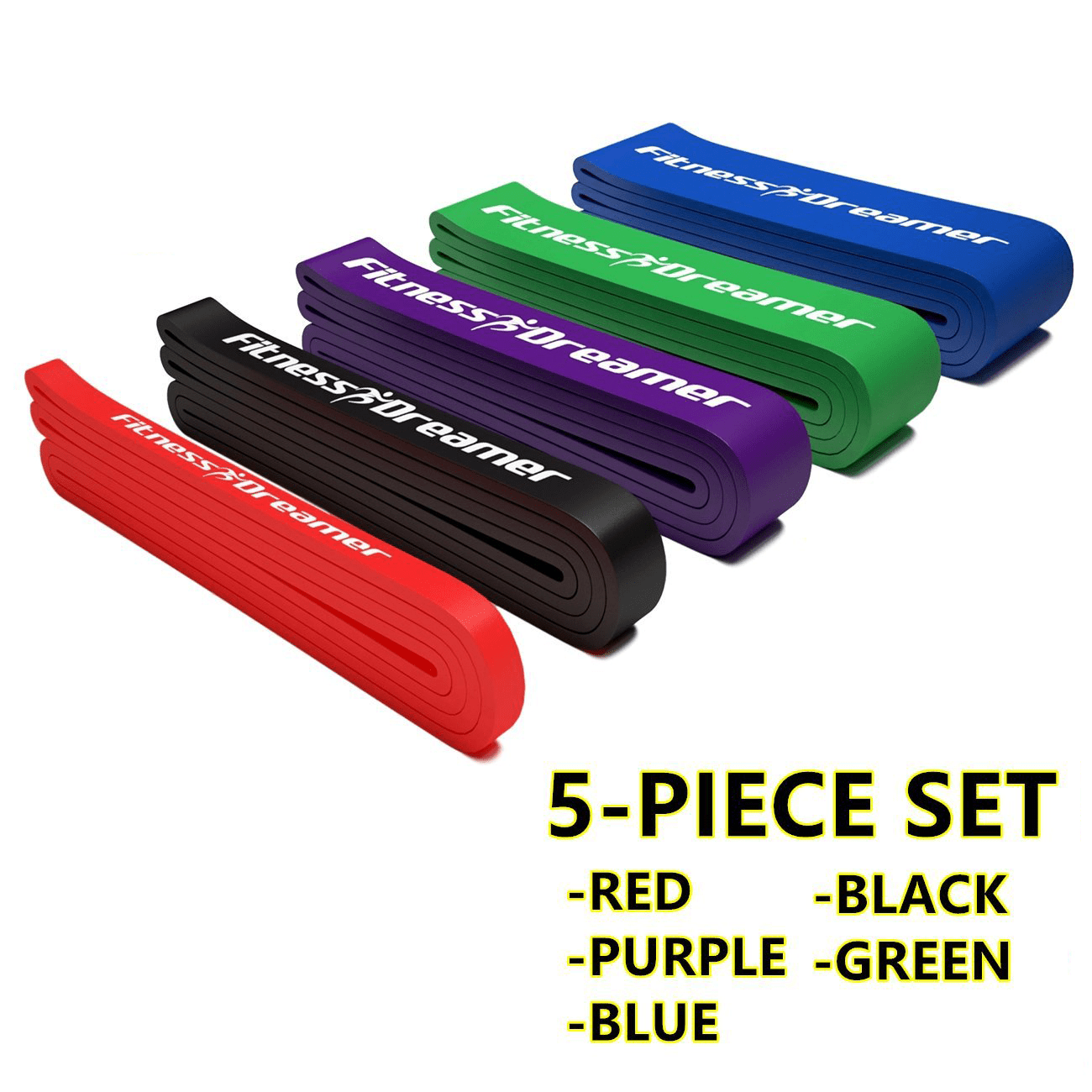 Fitness Dreamer Resistance Bands, Exercise Loop Bands and Workout Bands Set of 5, 41inch