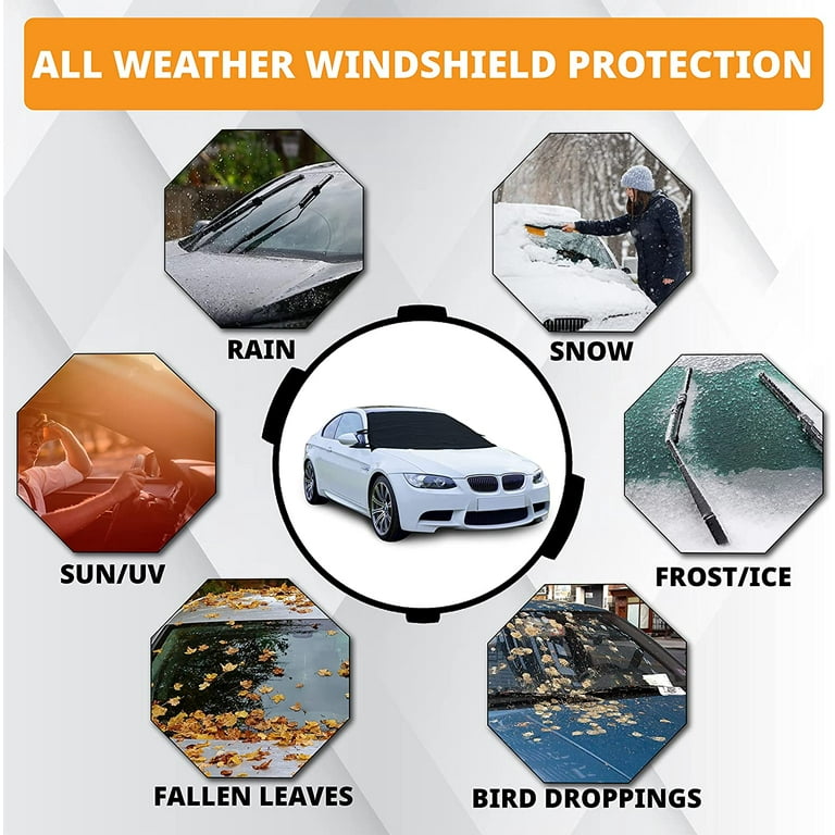 Econour Windshield Cover for Ice and Snow | Enhanced 600D Oxford Fabric Windshield Frost Cover for Any Weather | Water, Heat & Sag-Proof Car