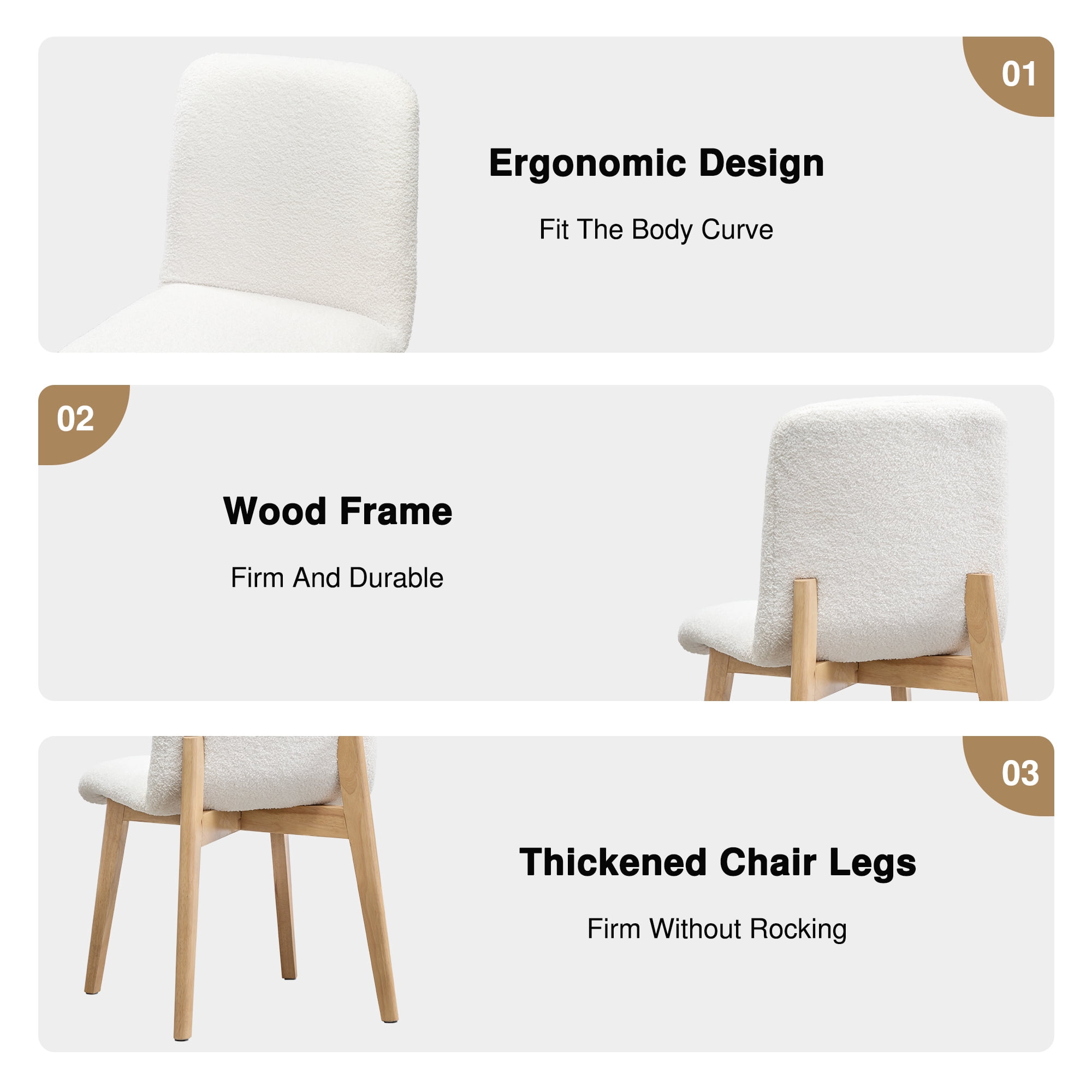 Bethea Solid Wood and Fabric Dining Chairs in Natural Color (Set of 2)