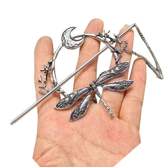 COOLHOOD Antique Silver Dragonflies Hairpin Metal Hair Styling Accessory Hair Stick For Women Elegant Updos Buns Secure