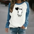 thumbnail image 2 of nerohusy Fall Halloween Sweatshirts for Women Crewneck Long Raglan Sleeve Sweatshirt Relaxed Spooky Heart Print Pullover Tops 2025 Blue,M, 2 of 7