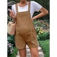 thumbnail image 2 of Women'S Summer Casual Bib Short Overalls Loose Linen Jumpsuit Beach Outfits Travel Vacation Clothes Brown XL, 2 of 6