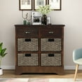 thumbnail image 1 of LHYY Rustic Storage Cabinet with Two Drawers and Four Classic Rattan Basket for Dining Room/Living Room (Espresso), 1 of 9