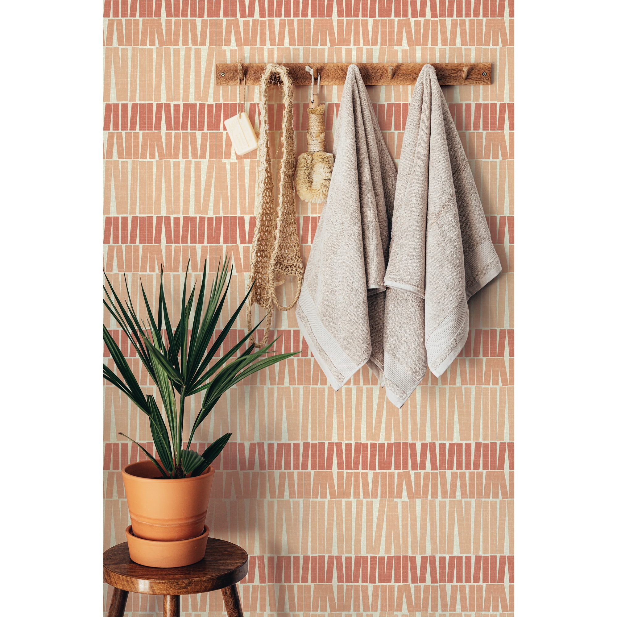 Better Homes & Gardens Coral Gwen Stripe Peel and Stick Wallpaper, 20.5" x 18'