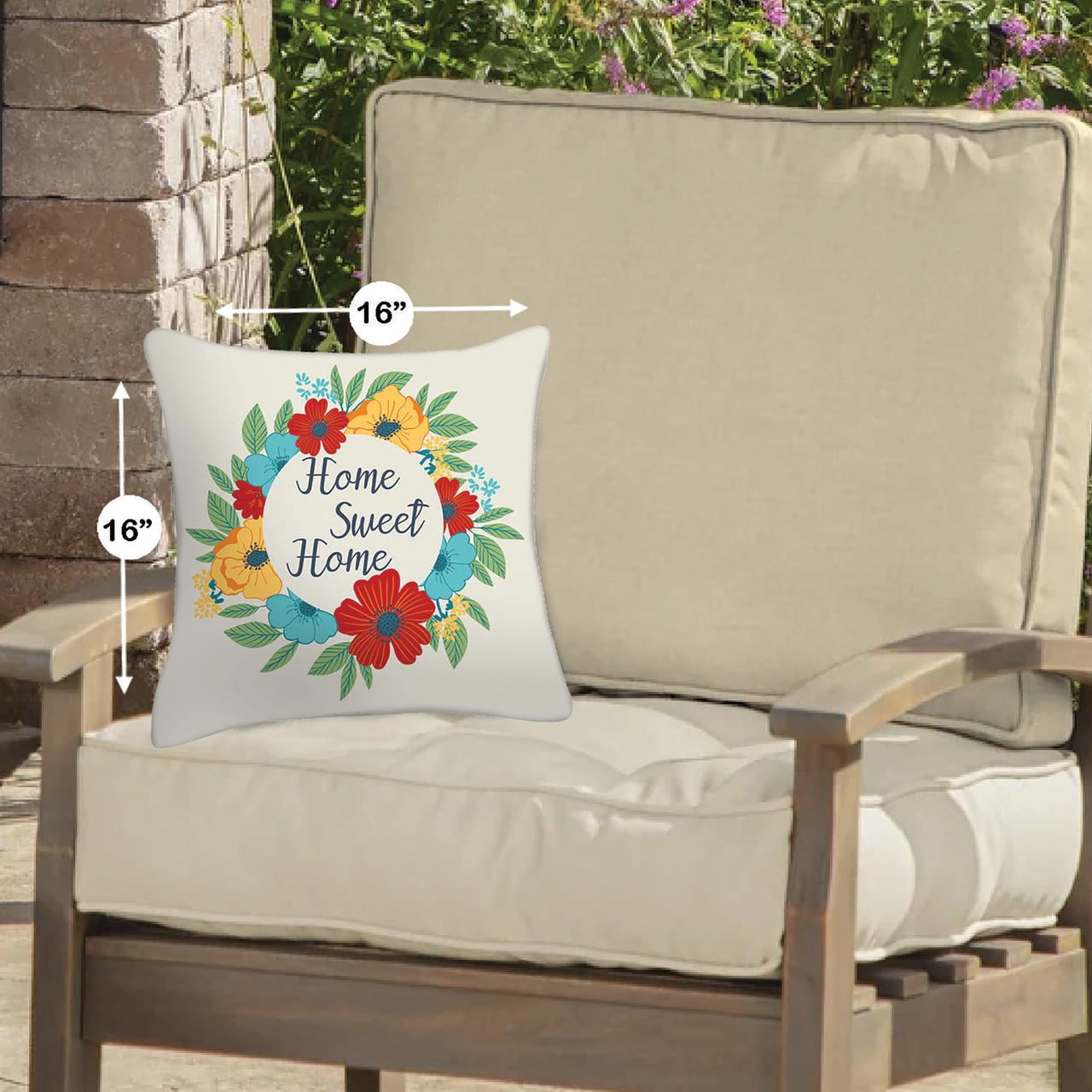 Mainstays 16" x 16" Home Sweet Home Decorative Outdoor Throw Pillow, Multi