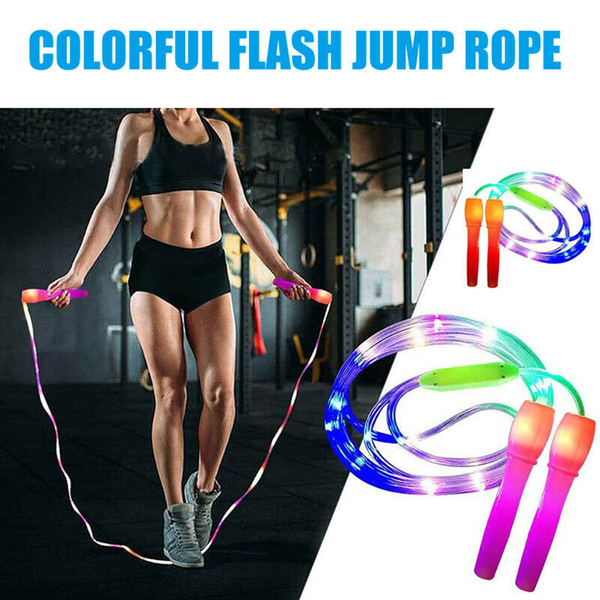 Jump & Skipping Rope, Jump Rope with LED Light up, Luminous Jump Ropes for Kids  Girls Boys, Random Color 