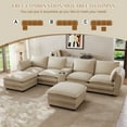 thumbnail image 3 of Wiilayok 145" U Shaped Cloud Couch Modular Sectional Sofa for Living Room,Modern Chenille Deep Seat Modular Couch with two Movable Ottoman,Central Console w/ Dual USB Ports,Cup Holder,Light Brown, 3 of 8
