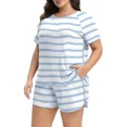 thumbnail image 5 of Cueply Women’s Plus Size Pajama Set Short Sleeve Sleepwear Loungewear 2 Piece Soft Top & Drawstring Shorts with Pockets, 5 of 8