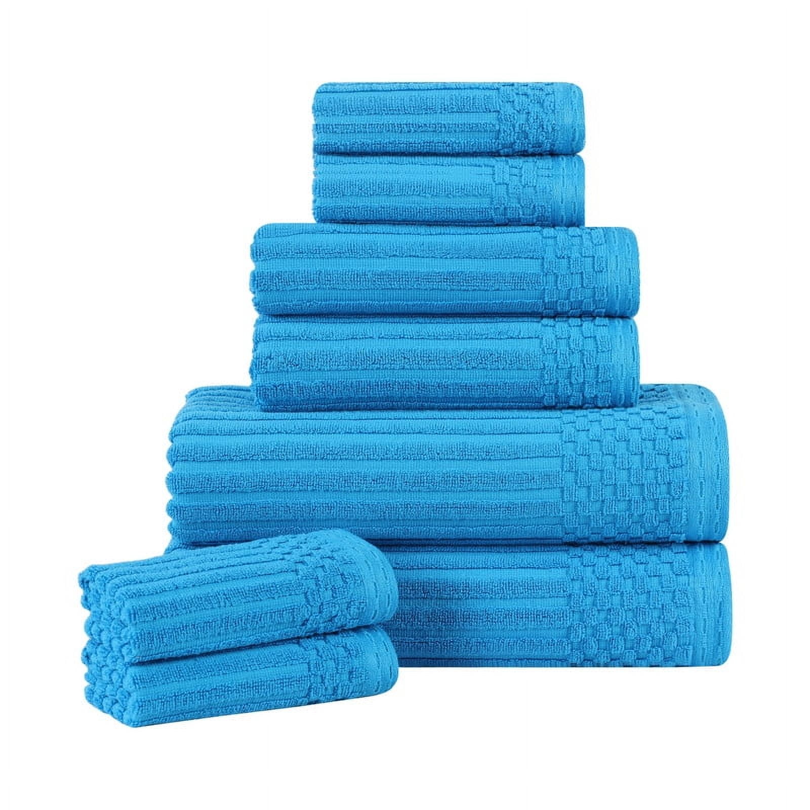 Superior Soho Ribbed Cotton 8-Piece Assorted Towel Set, Azure