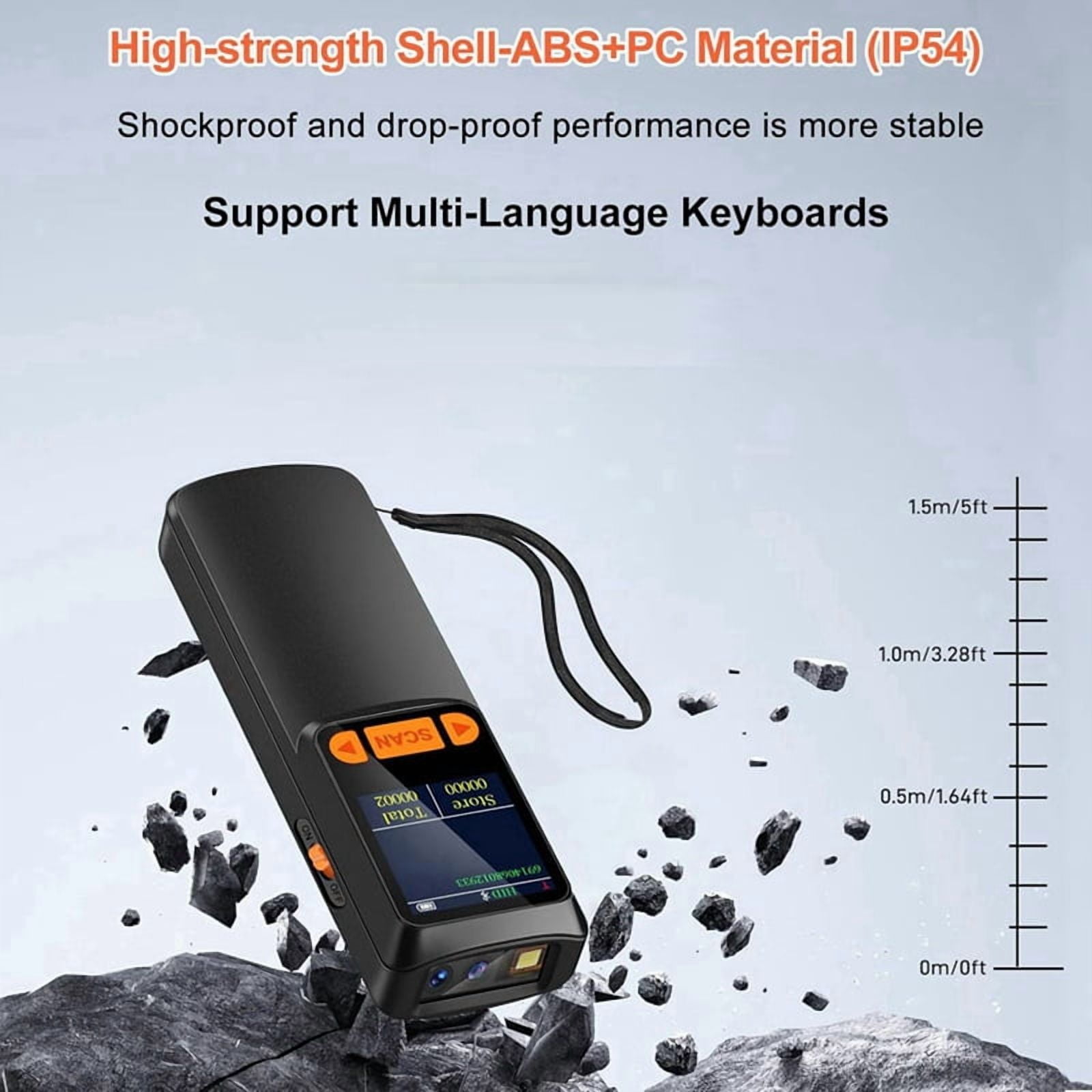 Portable Bluetooth Barcode Scanner, Wireless 2D QR 1D Bar Code Scanner with LCD Display for Smart Phone, Computer & POS