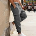 thumbnail image 5 of Havenre Mens Fleece Lined Cargo Sweatpants Fall Winter Thick Warm Athletic Jogger Pants with 6 Pockets Loose Oversized Baggy Drawstring Elastic Waist Outdoor Trousers Dark Gray M, 5 of 10