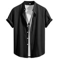 thumbnail image 5 of Bxsruta Men's Summer Casual Short Sleeve Button Front Shirt Lightweight Breathable Polyester Spandex, 5 of 7