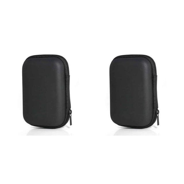 Seitruly Estuche de transporte portátil para auriculares con cremallera, caja de almacenamiento para auriculares con cable, organizador, bolsa de Negro 2piezas