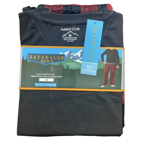 Red/Black Buffalo Plaid Mens' 2-Piece Fleece Pajama Set (top-bottom Loungewear) SIZE- S