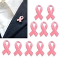 thumbnail image 1 of 10 piezas de insignia de lazo rosa para concienciación sobre el cáncer para mujeres, broche de solapa de esmalte de metal, 1 of 5