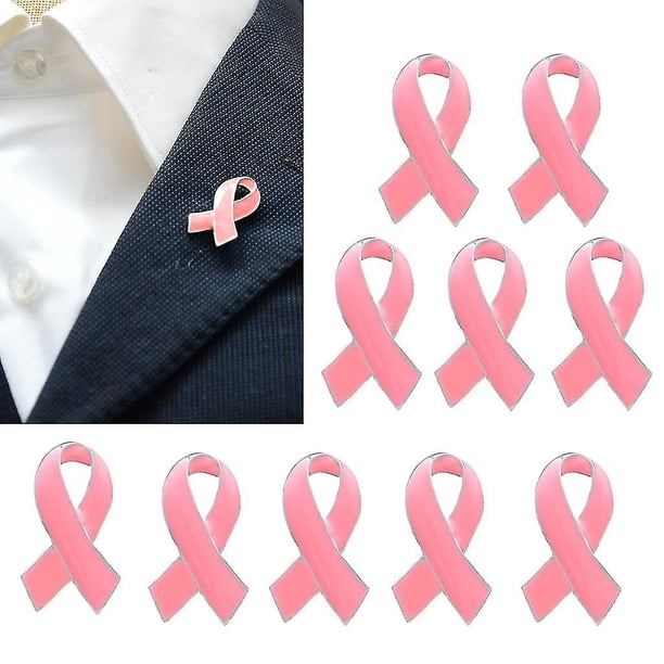 10 piezas de insignia de lazo rosa para concienciación sobre el cáncer para mujeres, broche de solapa de esmalte de metal