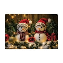 KOYPTL Christmas Snowman Welcome Front Door Mat-24 x 16 In,Non Skid Cushioned Ambient Door Carpet,Washable Dirtproof Comfort Standing Rug for Winter Holiday Decor Kitchen Porch Entrance Floor Outdoor