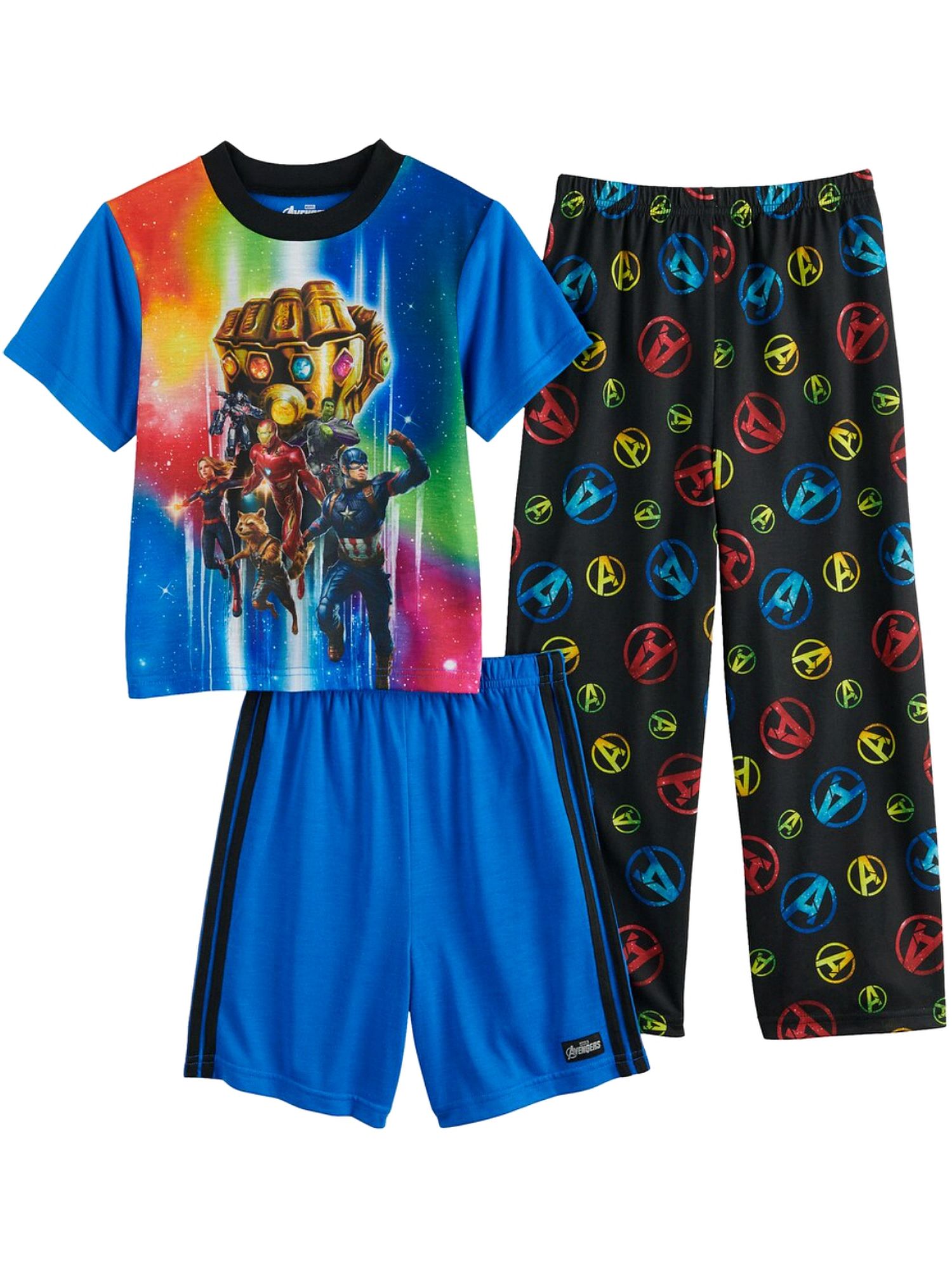 Marvel Marvel Boys Blue & Black Galaxy Thanos Avengers 3 Piece Pajama
