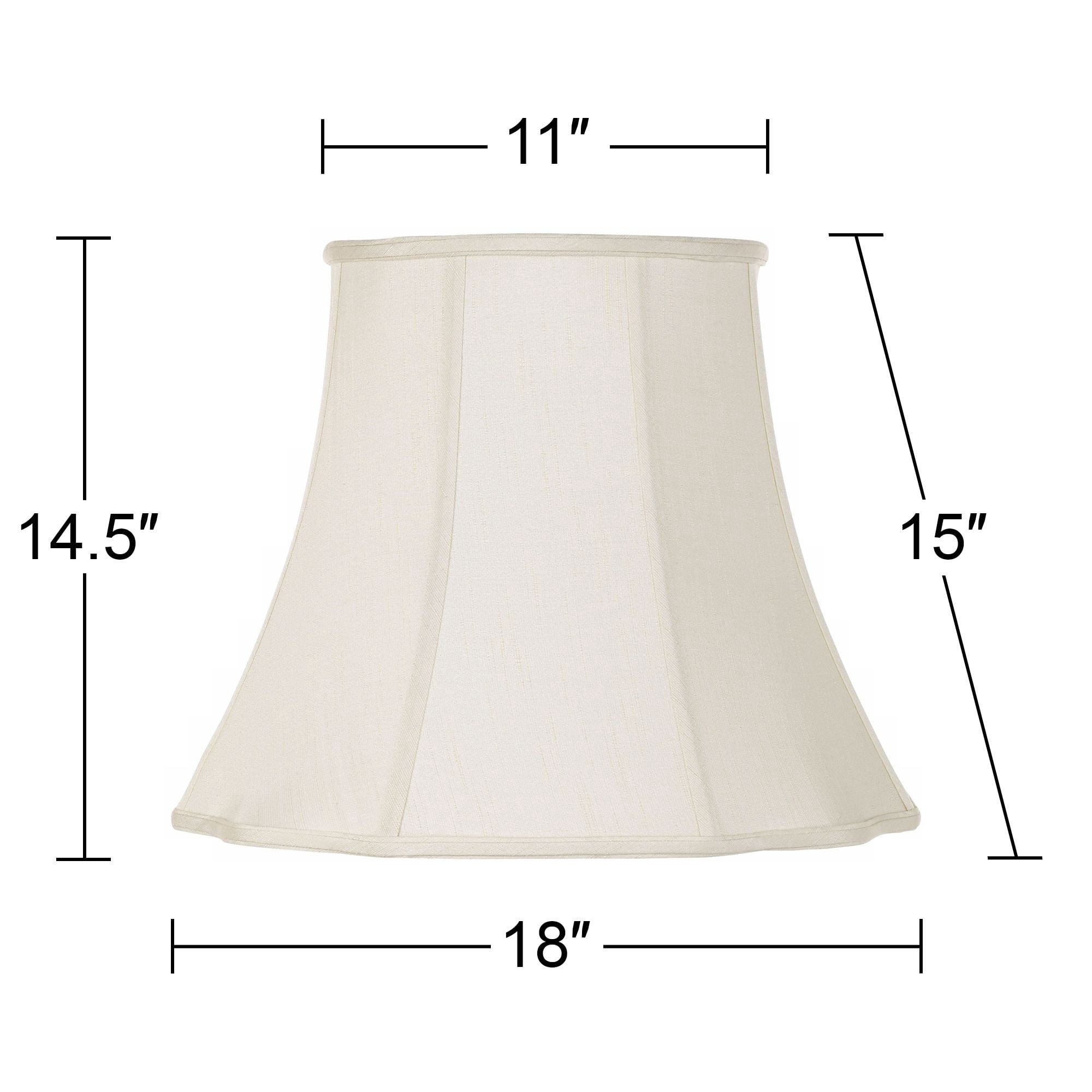 Imperial Shade Creme Bell Large Curve Cut Corner Lamp Shade 11" Top x 18" Bottom x 15" Slant x 14.5" High (Spider) Replacement with Harp and Finial