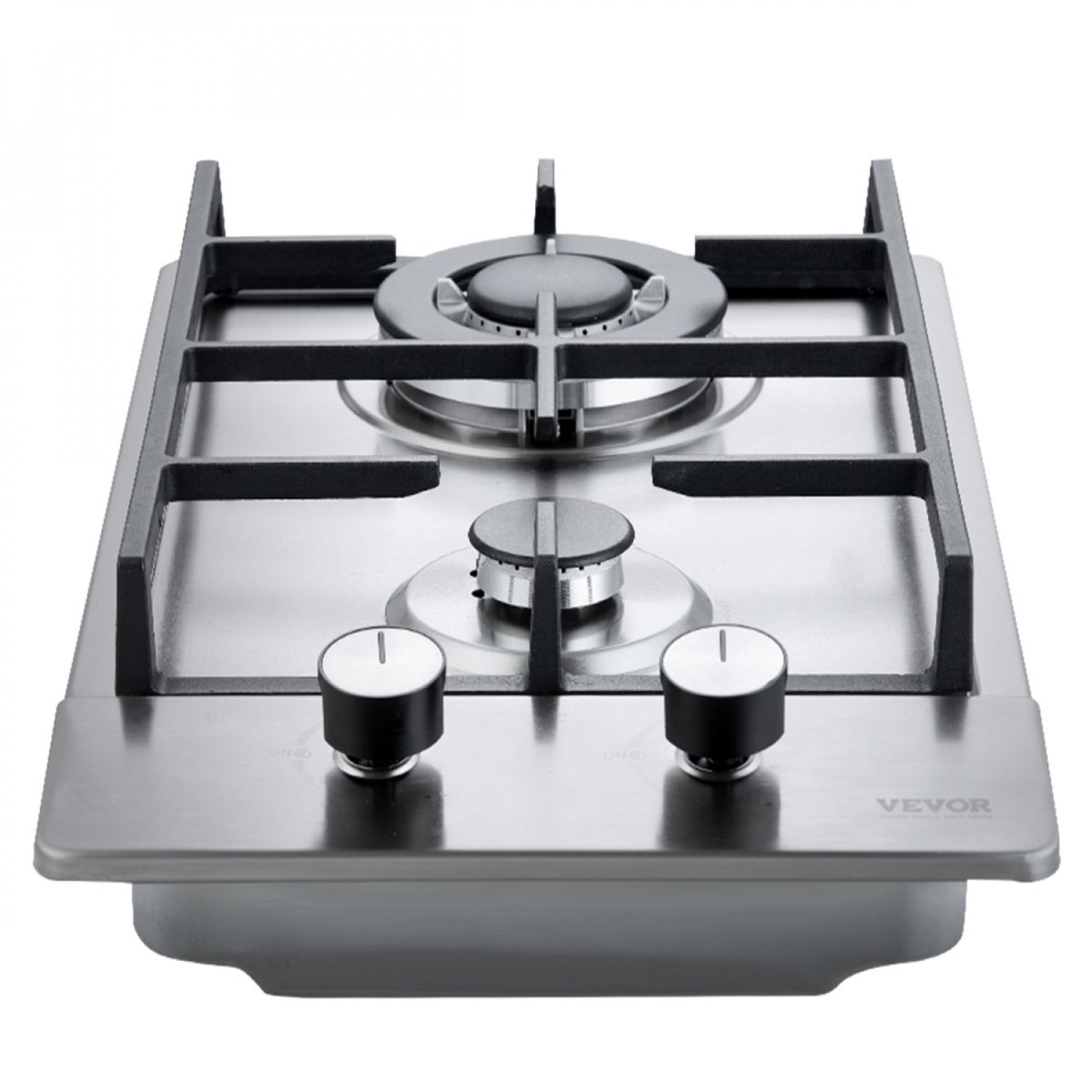 12 inch Built-in Gas Cooktop 2 Burners Max 12250BTU Stainless Steel LPG NG Convertible Thermocouple Protection for Kitchen RV Camping