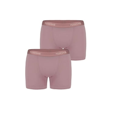 POSESHE Women's Boxer Underwear, Plus Size Boyshorts Panties 6/8" Inseam,2-Pack