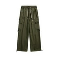 thumbnail image 2 of Styesk Men's Pants Men's Casual Outdoor Solid Color Elastic Waist Drawstring Pocket Workwear Pants, 2 of 4
