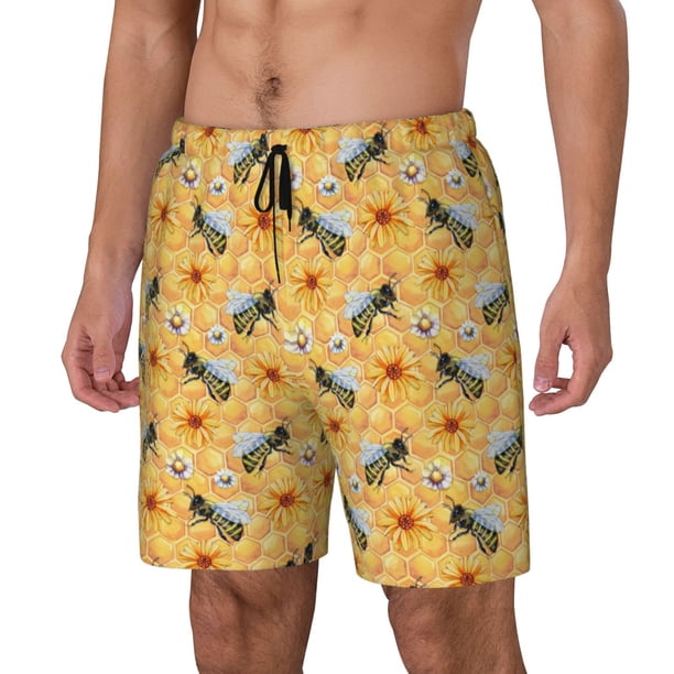 Balery Bee Wasp Bañador para hombre, shorts de playa de secado rápido con entrepierna y forro de compresión-X-Large