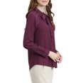 thumbnail image 5 of INSPIRE CHIC Women's Bow Tie Neck Long Sleeve Fashion Button Decor Shirt XS Wine, 5 of 8