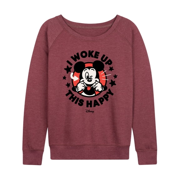 Disney - Mickey & Friends - Mickey Mouse - I Woke Up This Happy - Wink - Women's Lightweight French Terry Long Sleeve Shirt