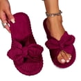 thumbnail image 4 of qILAKOG Womens Fuzzy Slippers Memory Foam Slippers Cozy Plush Home Slippers Open Toe House Shoes Indoor Outdoor Slide Slipper Home Shoes Indoor Slippers Red 6.5-7, 4 of 5