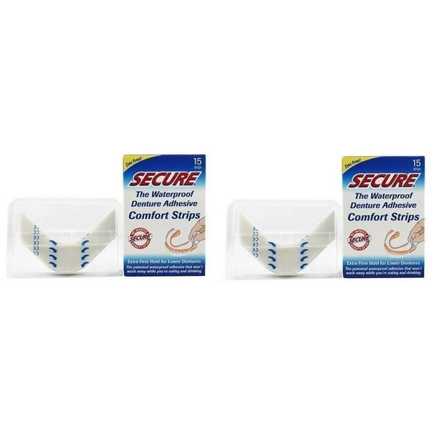 Secure Denture Adhesive Strips ,15 Strips 2 Pack