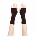 thumbnail image 2 of Unique Bargains 1 Pair Fingerless Gloves Solid Style Knit Gloves Coffee Color, 2 of 5