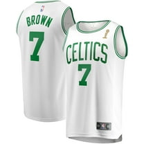 Men's Fanatics Jaylen Brown White Boston Celtics 2024 NBA Finals Champions Fast Break Replica Player Jersey -